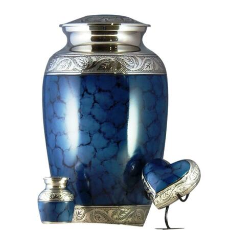 URNSDIRECT2U Grecian Blue Urn Set 9987-S